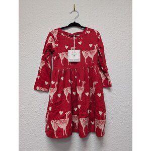 Kate Quinn Bamboo Hearts & Llamas Twirl Dress 2T Red